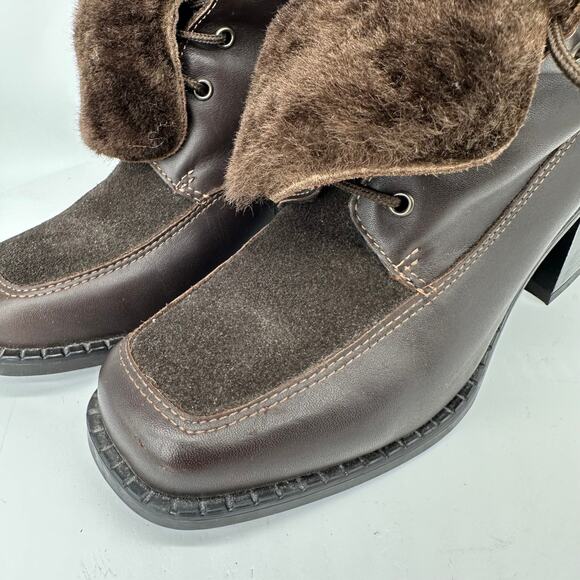 La Canadienne Brown Leather Shearling Line Square Toe Ankle Boot Womens Size 5.5 - Picture 11 of 16